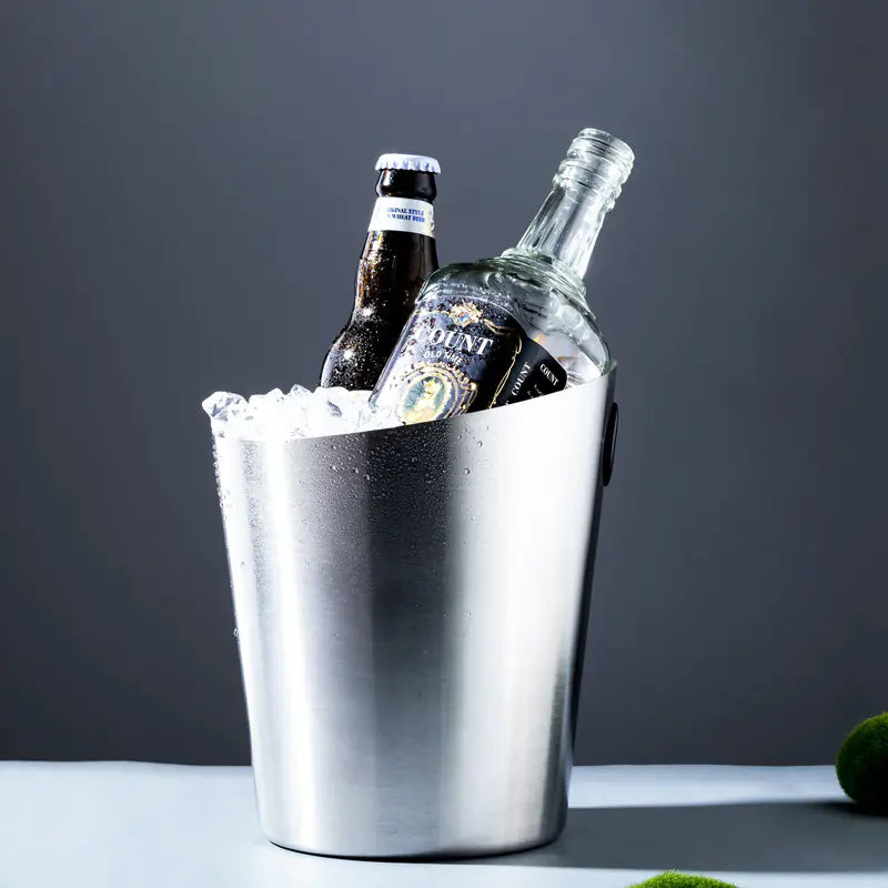 Inclined Stainless Steel Ice Bucket for Household Use